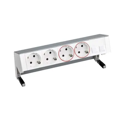 Настольный x5 розеточный блок, 2x2P+E, 2x2P+E UPS, 2хRJ45, алюминий, S400
