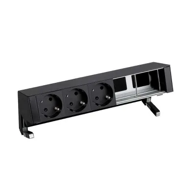 Настольный x5 розеточный блок, 3х2P+E, 2 пустых модуля, черный, S400