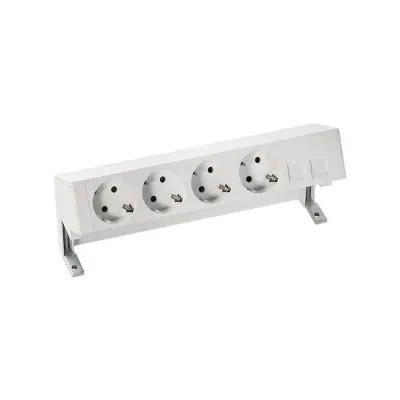 Настольный x5 розеточный блок, 4х2P+E, 2хRJ45, белый, S400