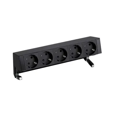 Настольный x5 розеточный блок, 5x2P+E, черный, S400