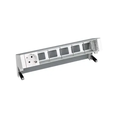 Настольный x6 розеточный блок, 1х2P+E, 5 пустых модулей, алюминий, S400