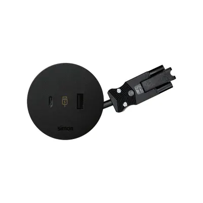 Врезное з/у USB A+C, QC подключение, черный, S400