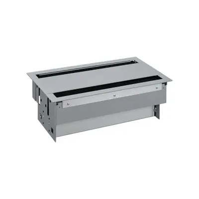 Двусторонний врезной x12 розеточный блок, щетка, 12x2P+E, алюминий, S400