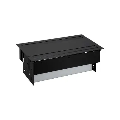 Двусторонний врезной x12 розеточный блок, планка, 8x2P+E, 2xUSB A+A з/у, 2 пустых модуля, черный, S400