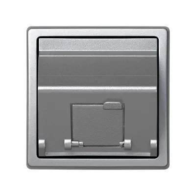 Накладка наклонная со шторкой на 1 разъем RJ45, алюминий, S73L