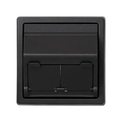 Накладка наклонная со шторками на 2 разъема RJ45, графит, S73L