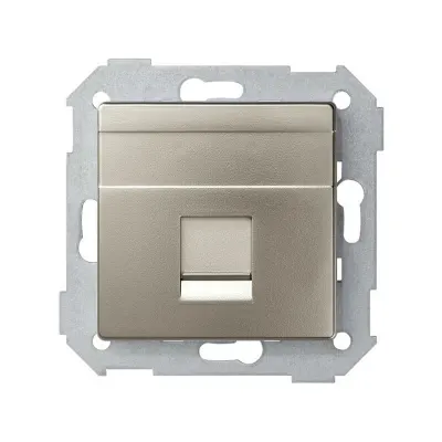 Накладка прямая со шторкой и суппортом на 1 разъем RJ45, мат.шампань, S82C