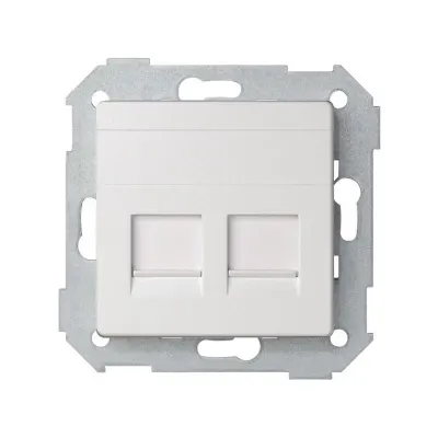 Накладка прямая со шторками и суппортом на 2 разъема RJ45, мат.белый, S82C