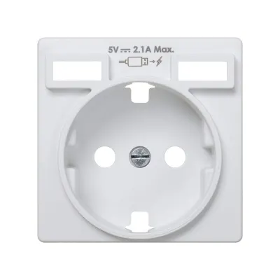 Накладка для розетки Schuko с з/у USB A+A, белый, S82