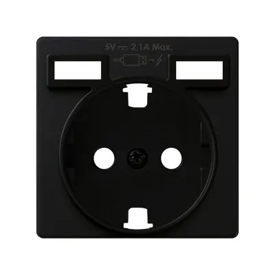 Накладка для розетки Schuko с з/у USB A+A, мат.черный, S82C