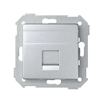 Накладка прямая со шторкой и суппортом на 1 разъем RJ45, мат.алюминий, S82D
