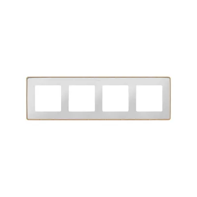 Рамка на 4 поста, белый/дерев.бук, S82D