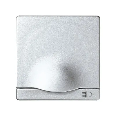 Накладка с крышкой и шторками для розетки Schuko 2Р+Е, мат.алюминий, S82D