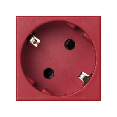 Розетка со шторками Schuko 2Р+Е 16A 250В~ винт., красный, K45, Connect