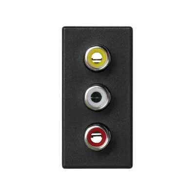 Розетка узкая 3RCA, графит, K45, Connect