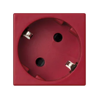 Розетка со шторками Schuko 2Р+Е 16A 250В~ безвинт., красный, K45, Connect