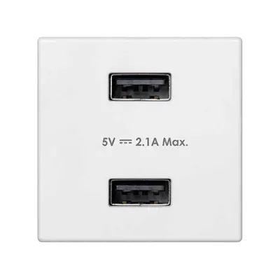 Зарядное устройство USB A+A 10W, 230В~, белый, K45, Connect
