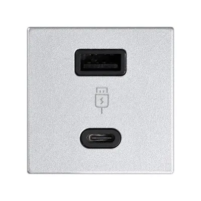Зарядное устройство USB A+C 18W, 230В~, алюминий, K45, Connect