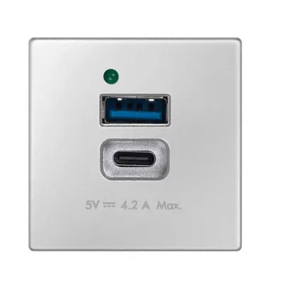 Зарядное устройство USB A+C 21W, 230В~, алюминий, K45, Connect