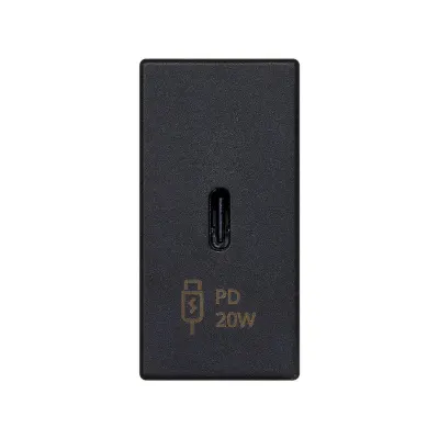 Зарядное устройство узкое USB C 20W, 230В~, графит, K45, Connect