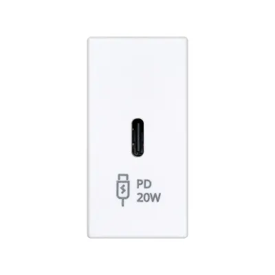 Зарядное устройство узкое USB C 20W, 230В~, белый, K45, Connect