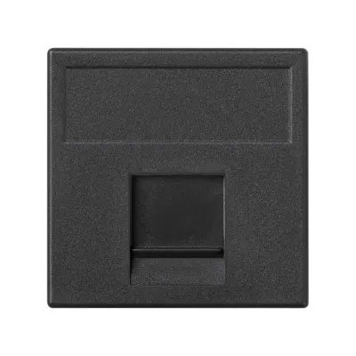 Накладка прямая на 1 разъем RJ45 со шторкой, графит, K45, Connect