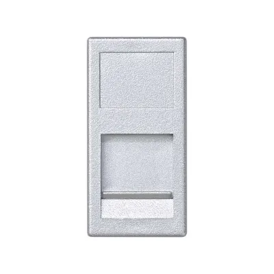 Накладка узкая прямая на 1 разъем RJ45 со шторкой, алюминий, K45, Connect