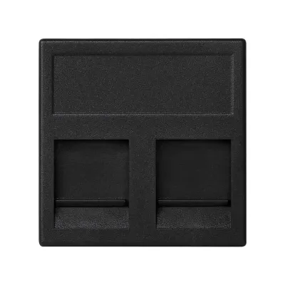Накладка прямая на 2 разъема RJ45 со шторками, графит, K45, Connect
