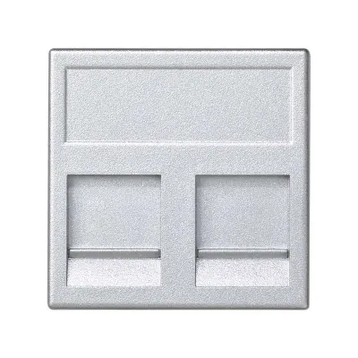 Накладка прямая на 2 разъема RJ45 со шторками, алюминий, K45, Connect