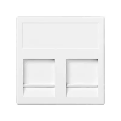 Накладка прямая на 2 разъема RJ45 со шторками, белый, K45, Connect