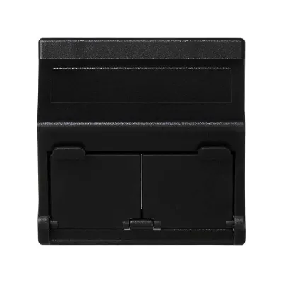 Накладка наклонная на 2 разъема RJ45 со шторками, графит, K45, Connect
