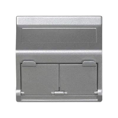 Накладка наклонная на 2 разъема RJ45 со шторками, алюминий, K45, Connect