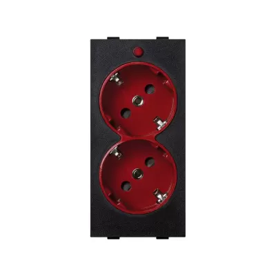 Розетка двойная со шторками Schuko 2Р+Е 16A 250В~ винт., красный/графит, Connect