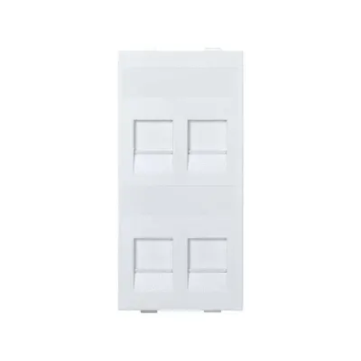 Модуль S прямой на 4 разъема RJ45 со шторками, белый, Connect